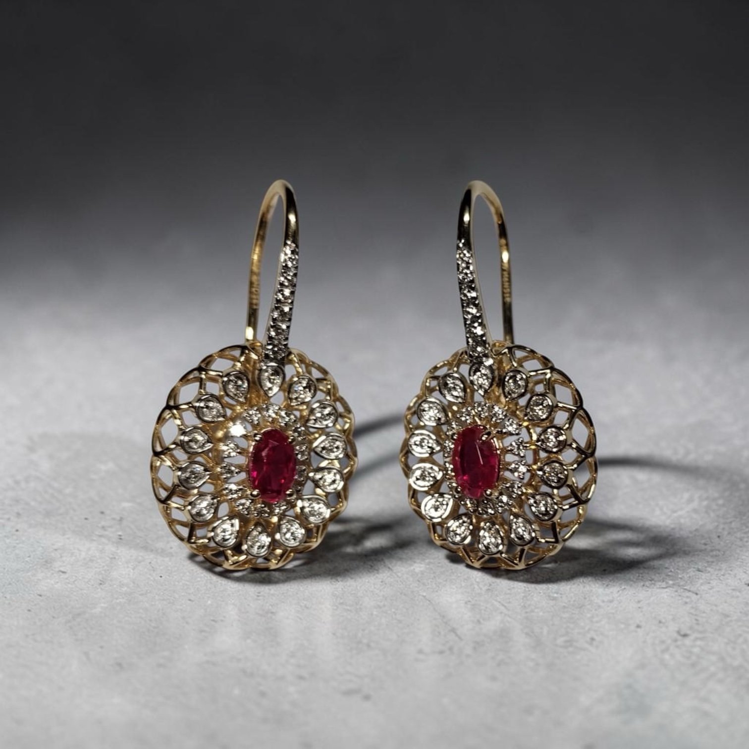 Ruby Lattice Drop Earrings
