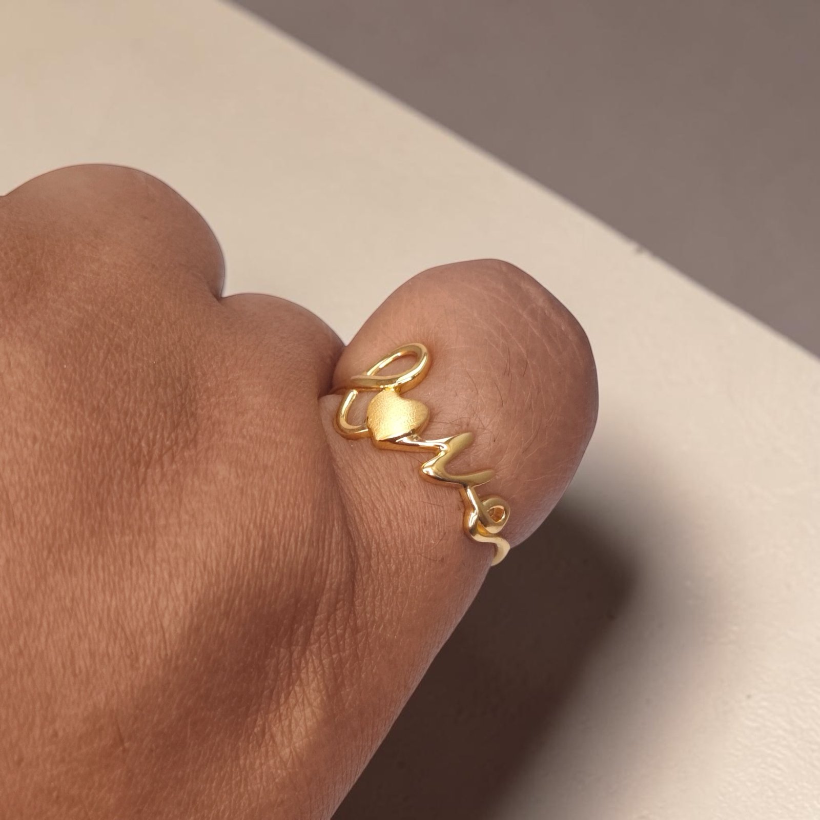 Love Script Ring 22K Gold – Daily Wear Finger Ring - Image 3