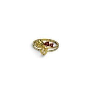 Heart Blossom 18K Gold Ring for Women – Red Enamel
