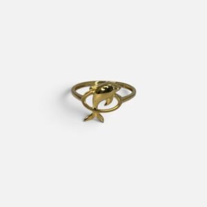 22K gold dolphin hoop finger ring on white background