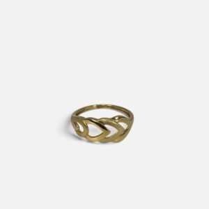 22K gold leaf link finger ring on white background