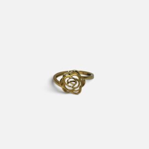 22K gold rose jali finger ring on white background
